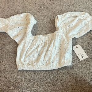 NWT- Billabong white crop top size small